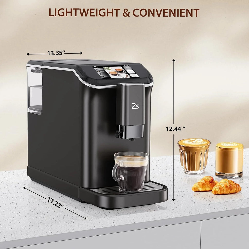 Espresso Machine,Fully Automatic Espresso Machine with Automatic Milk Frother,7 Coffee Varieties,20-Bar,Built-in Grinder,Intuitive Touch Display,1.5-L Water Tank