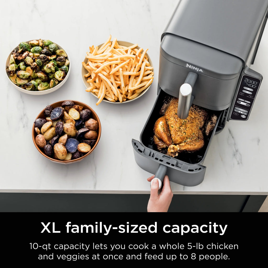 Ninja DoubleStack XL 2-Basket Air Fryer, DoubleStack Technology Cooks 4 Foods at Once, Space Saving Design, 10 QT, 4-in-1, Smart Finish & Match Cook, SL400