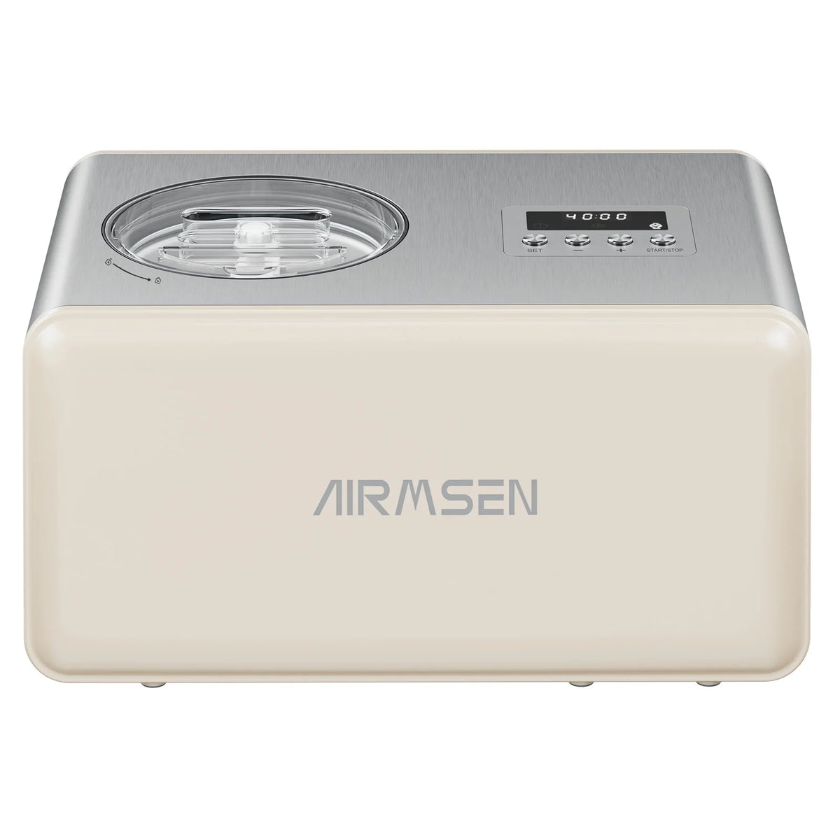AIRMSEN 2.1 Qt Ice Cream Maker, No Pre-Freezing Electric Ice Cream Machine with Compressor and LCD Timer for Gelato, Frozen Yogurt, Sorbet, White