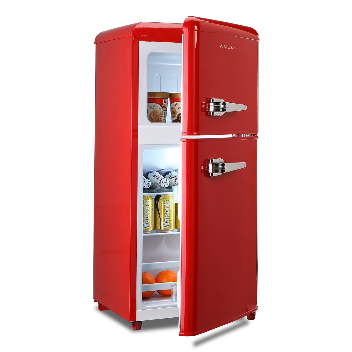 KRIB BLING 3.2 Cubic Feet Double Door Mini Fridge with Freezer, Mini Compact Refrigerator 2 Doors for Dorm, Office, Apartment, RV, Bedroom, Black