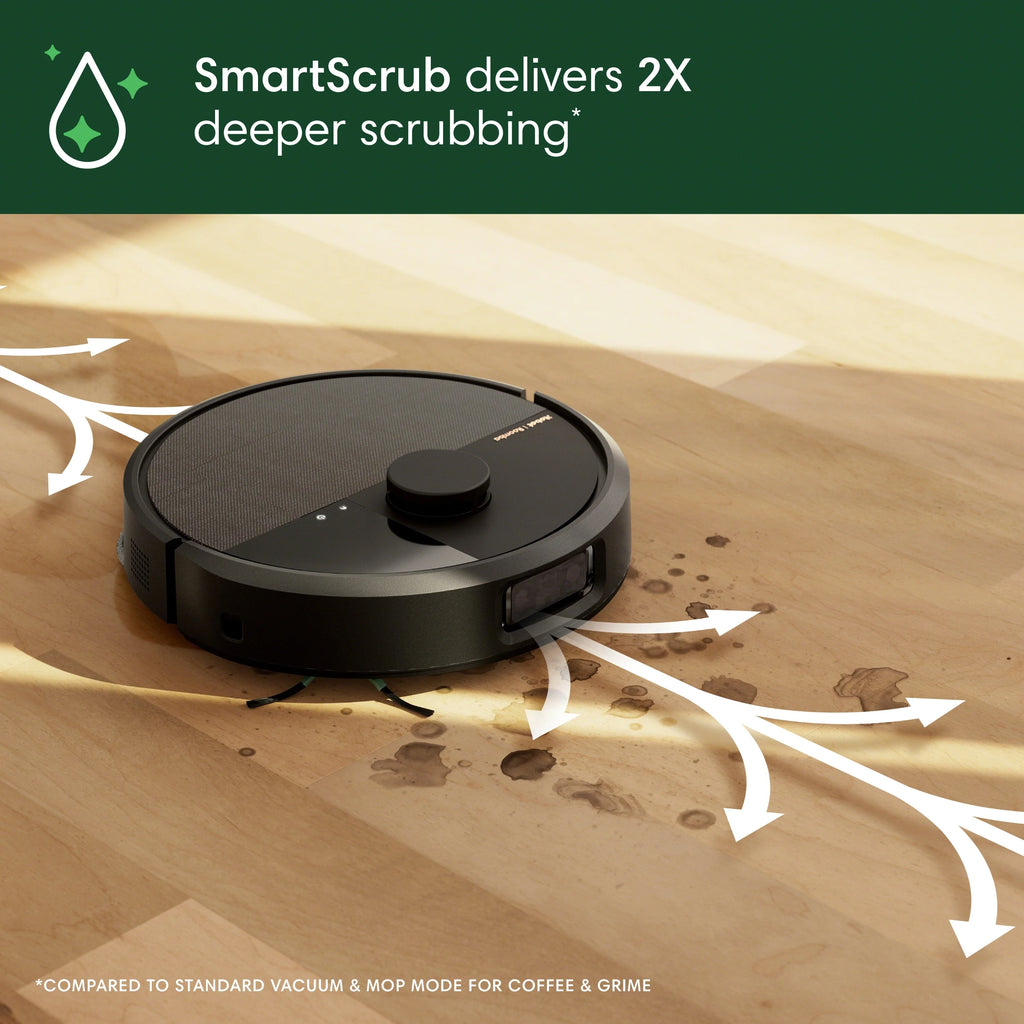 iRobot Roomba Plus 505 Combo Robot Vacuum & Mop AutoWash Dock, 2in1, Carpet & Hard Floors, Self Empties, Pads Extend, LiDAR, No Mopping Carpets, Heated Pad Drying, Model N185020