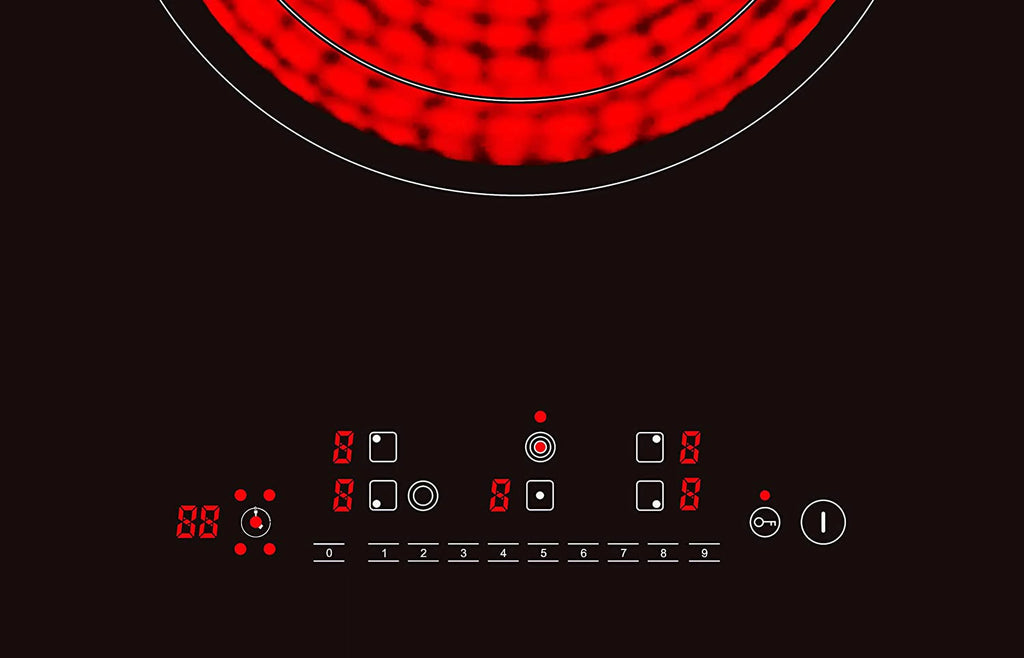 K&H German Designed 5 Burner 36 inch Built-in Kitchen Stove Top Electric Radiant Ceramic Kitchen Cooktop Touch Control 240V 9600W CE36-10208