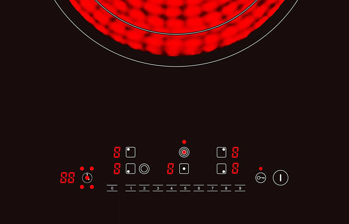 K&H German Designed 5 Burner 36 inch Built-in Kitchen Stove Top Electric Radiant Ceramic Kitchen Cooktop Touch Control 240V 9600W CE36-10208