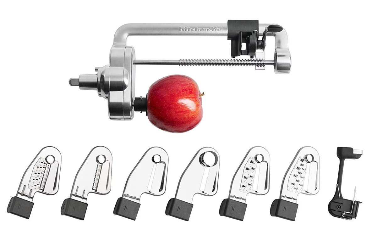KitchenAid KSM2APC Spiralizer Plus Attachment with Peel, Core and Slice, Silver