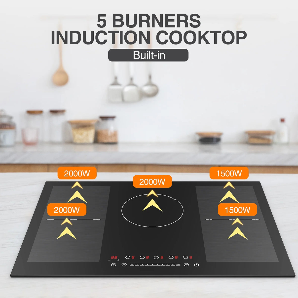 VBGK Induction Cooktop 30 inch 5 Burner Electric Hot Plate for Cooking Electric Induction Cooktop 240v, 99 Minutes Timer and Auto Shutdown Induction Burner,Child Lock