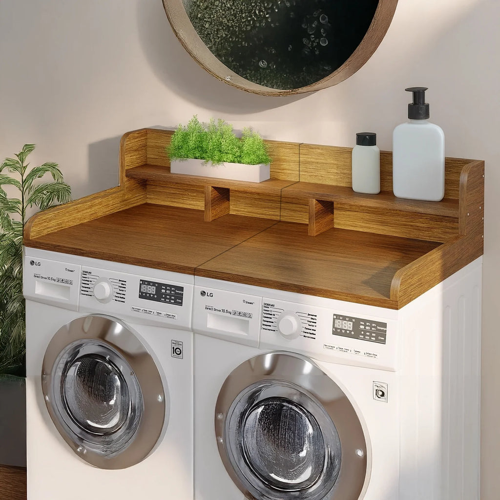 Washer Dryer Countertop with Non-slip Pads,Depth Double Layer Organizer for Washer and Dryer Laundry Hamper Counter Storage,Gray�� Matte