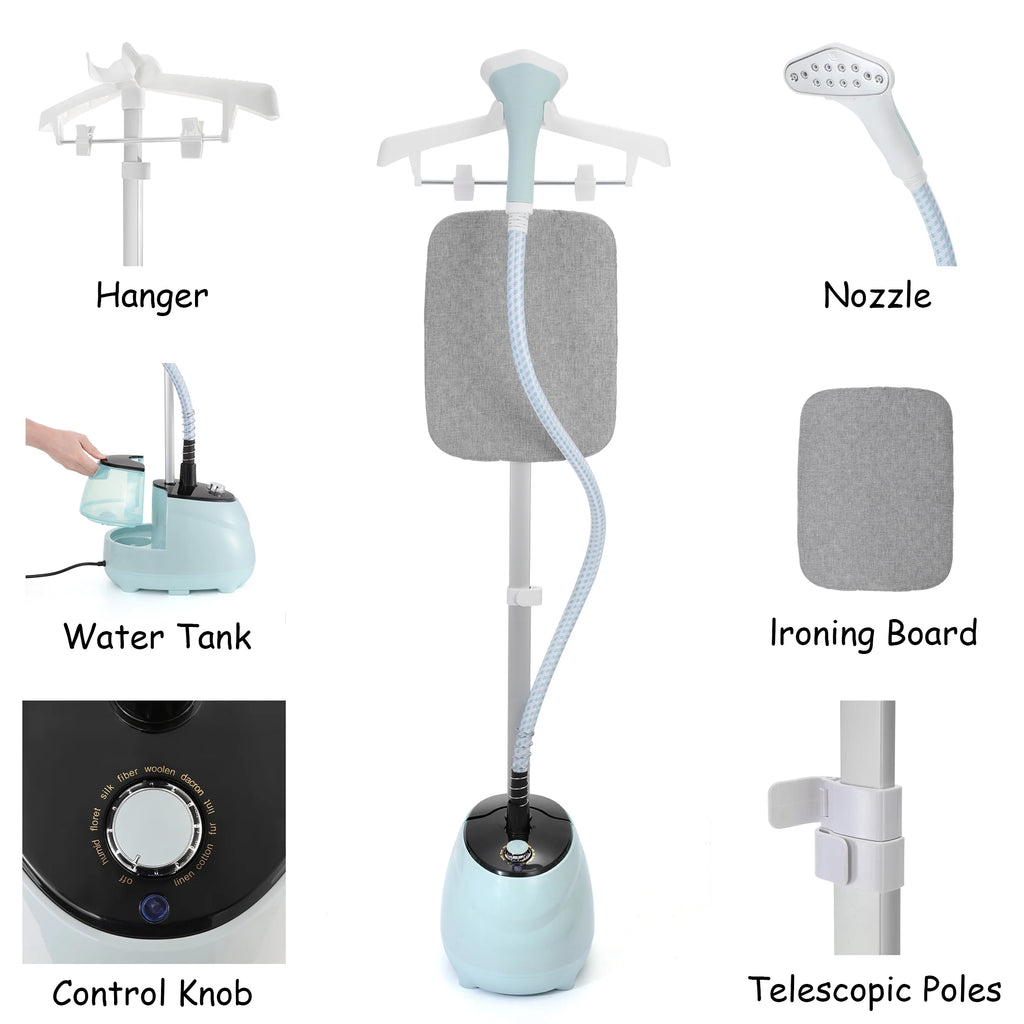 BEAMNOVA Standing Garment Steamer for Clothes, Professional for Home and Business Use Full-Size Clothing Steamer with Hanger & Ironing Board