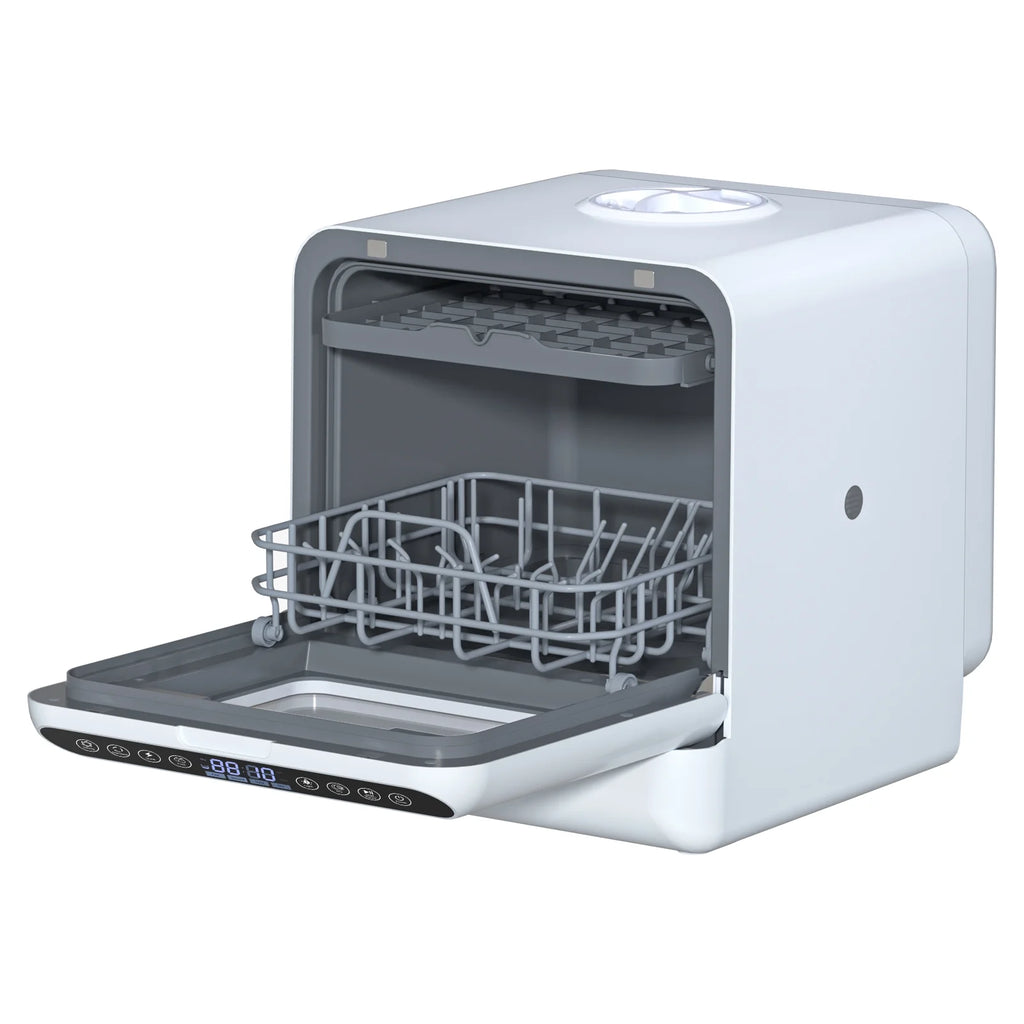 Happydeer Portable Countertop Dishwasher with 5L Water Tank, Automatic Smart Countertop Dishwasher, Mini Dishwasher with 5 Place Settings, 2-Tier Rack, 3-Spray Arm, Air-Dry Function