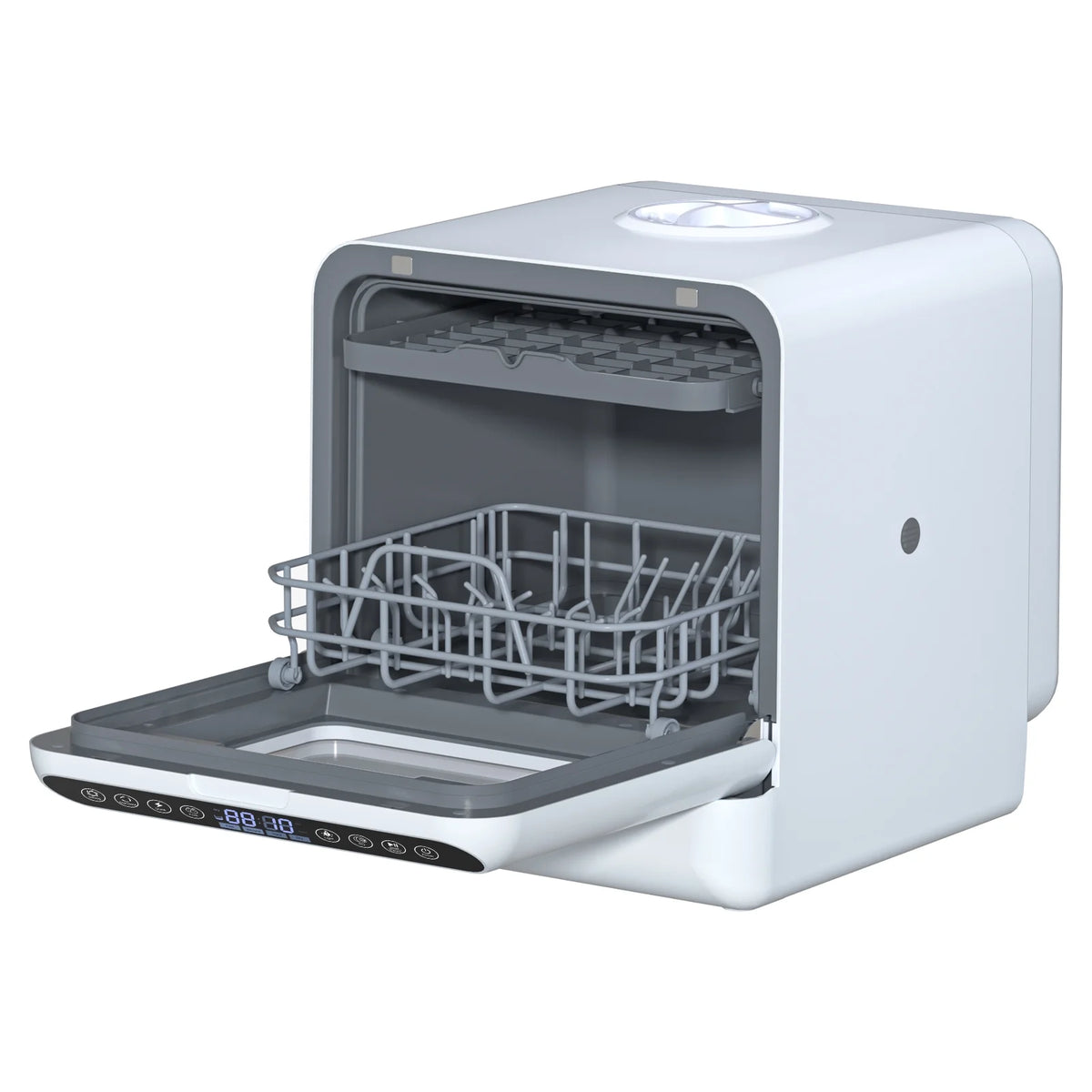 Happydeer Portable Countertop Dishwasher with 5L Water Tank, Automatic Smart Countertop Dishwasher, Mini Dishwasher with 5 Place Settings, 2-Tier Rack, 3-Spray Arm, Air-Dry Function
