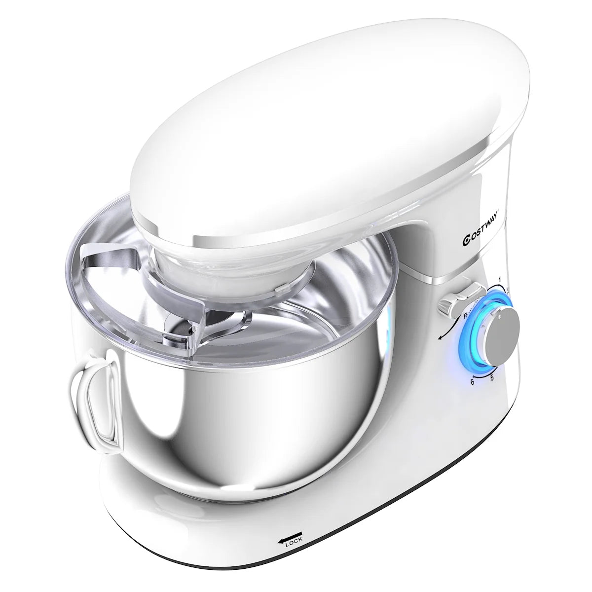 Costway 6.3 QT Tilt-Head Food Stand Mixer 6 Speed 660W wIth Dough Hook, Whisk & Beater Black