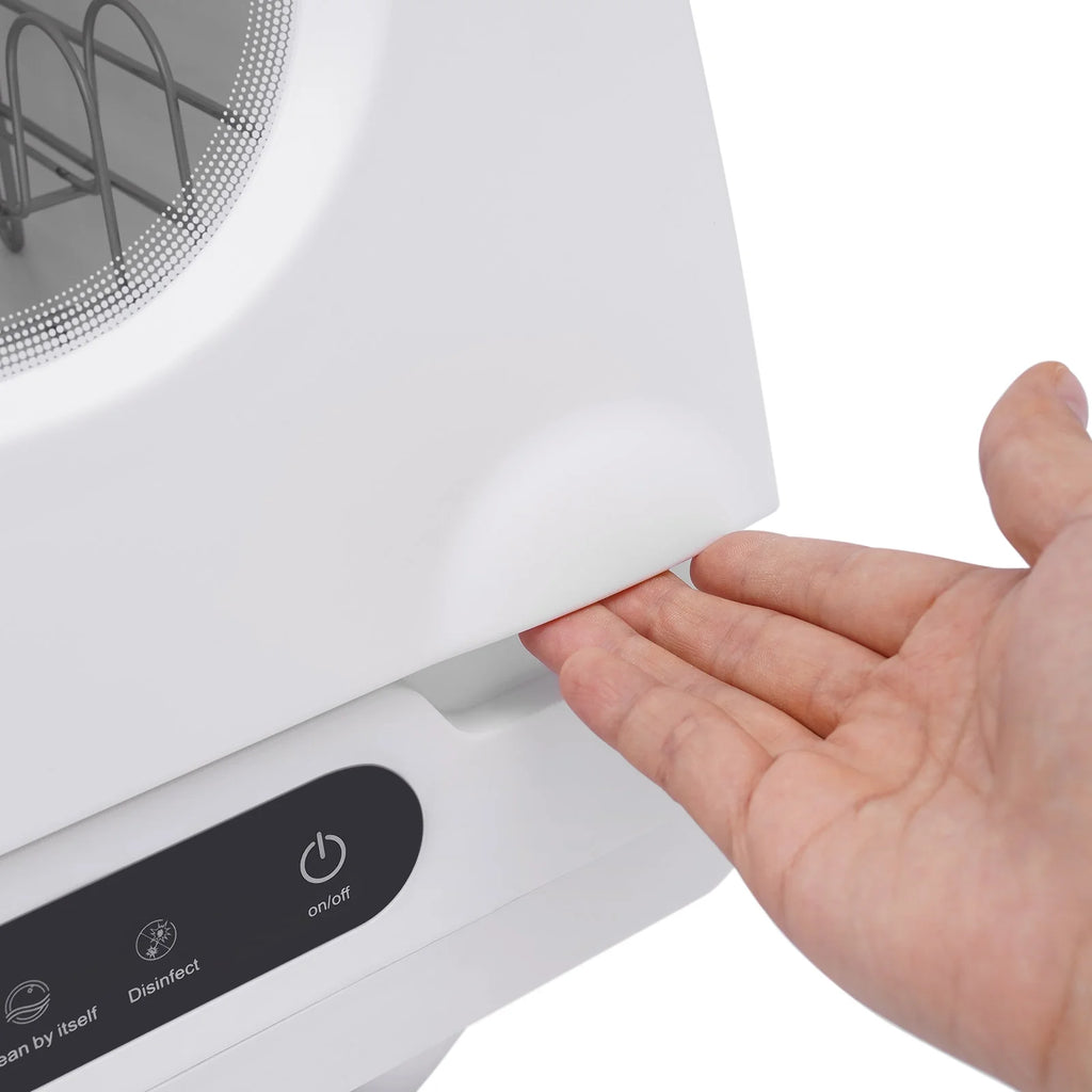 Flip-top Dishwasher White 5 intelligent washing functions Portable Countertop Dishwasher Compact  Low Noise Mini Dishwasher with Water Tank Leak-Proof Dry