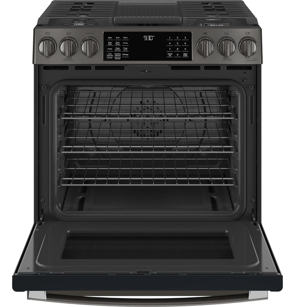 GE APPLIANCES PGS930BPTS slide in gas range