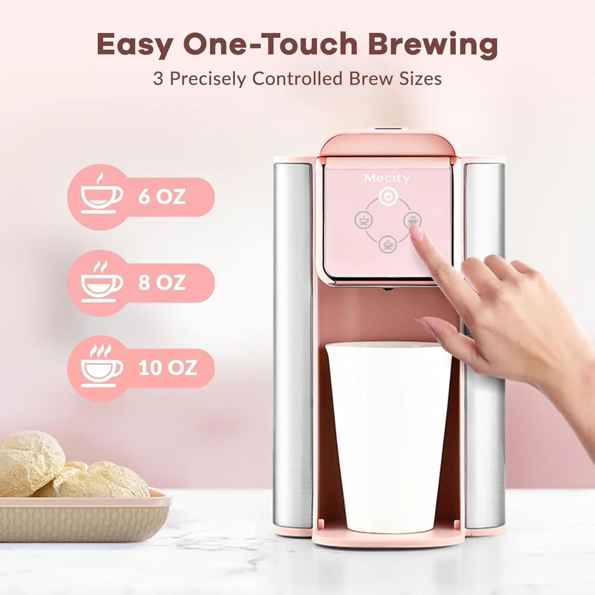 Mecity Coffee Maker 3 in 1 Single Serve Coffee Machine, Compatible with K cup Capsules, Instant Coffee Pot, Tea maker, 6,8,10 Oz Cup, Removable 50 Oz Water Reservoir, 120V 1150W
