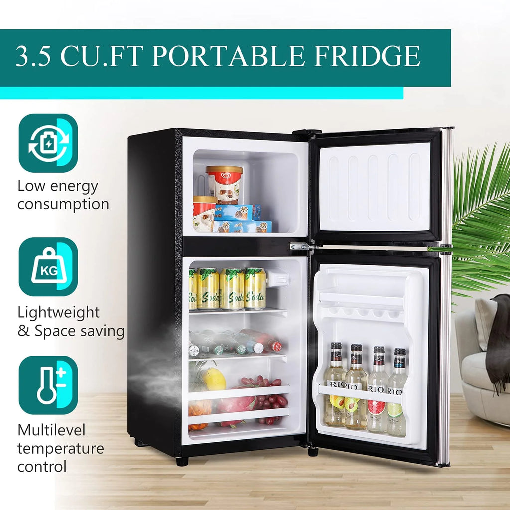 GGTB 3.0 Cu.ft Two Door Small Refrigerator with Freezer, Compact Retro Mini Refrigerator for Dorm, Office, Bar, RV, Bedroom, Red