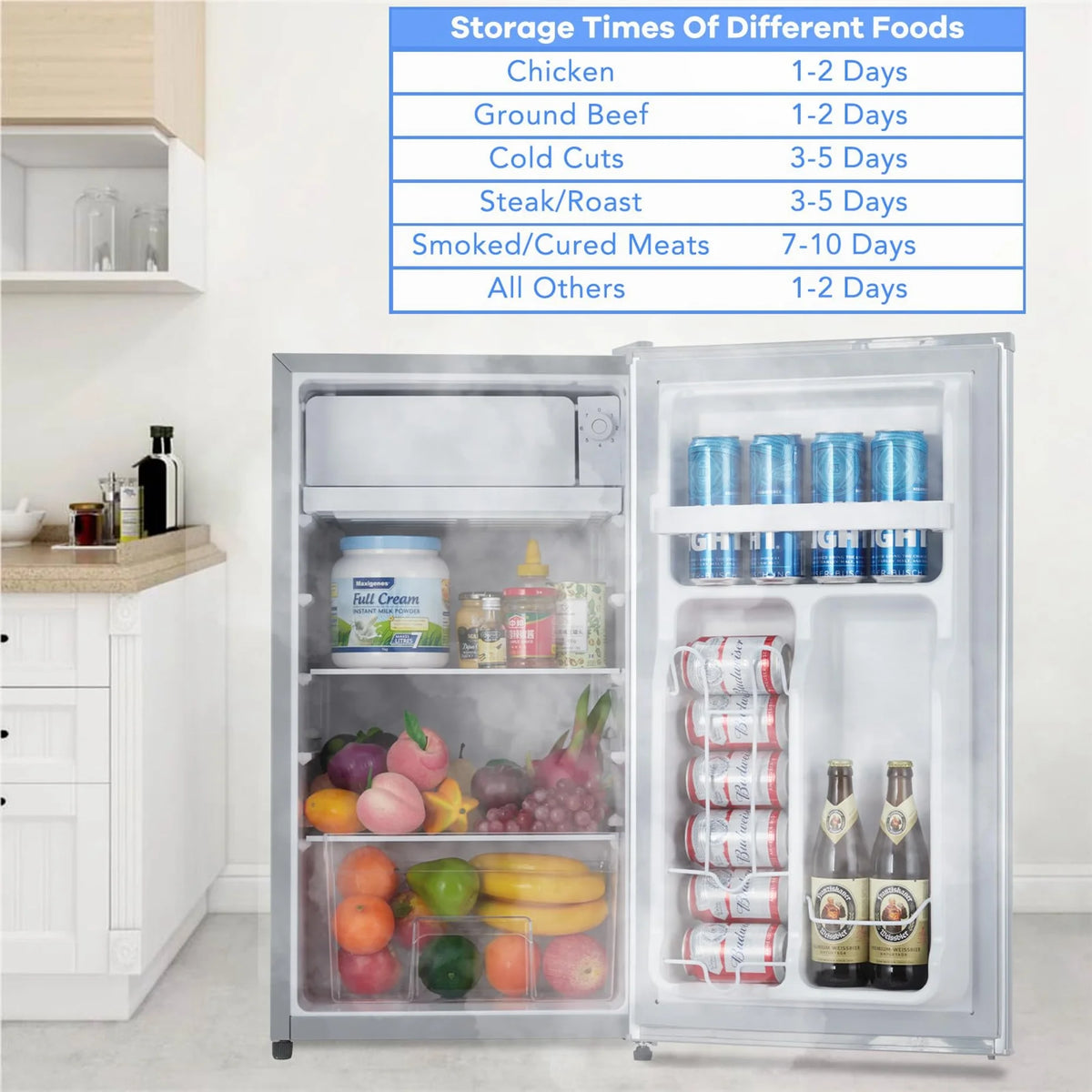 Adoolla 4.3 Cu.Ft. Single Door Mini Refrigerator with Top Freezer and 7 Adjustable Temperature Settings