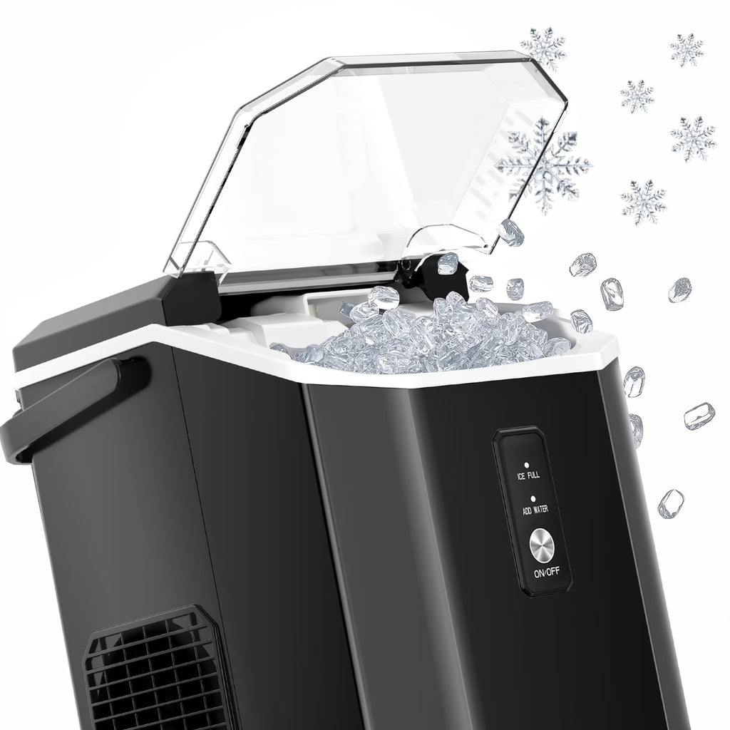 KISSAIR Nugget Ice Maker Countertop with Soft Chewable Pellet Ice, Portable Ice Machine with Handle, 35lbs/24H, Grey