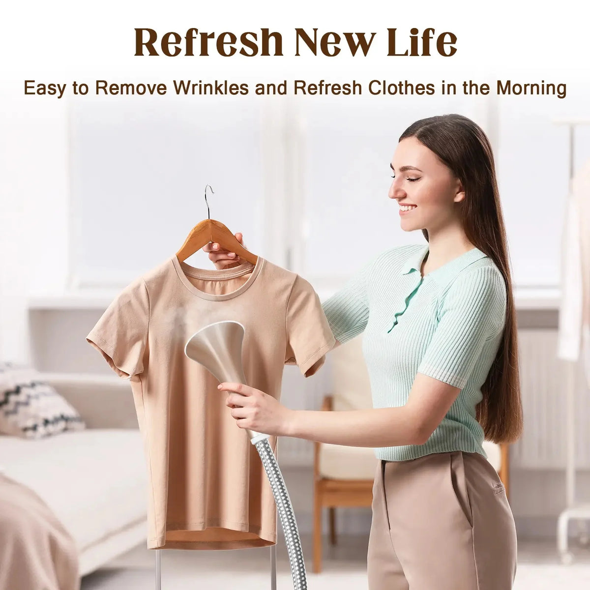 Advwin 2000W Standing Garment Steamer with 10 Steam Levels, 2.7L Tank for 90 Min Steam, Dual Rod Adjustable Height, Vertical & Flat Ironing with Accessories (Green)