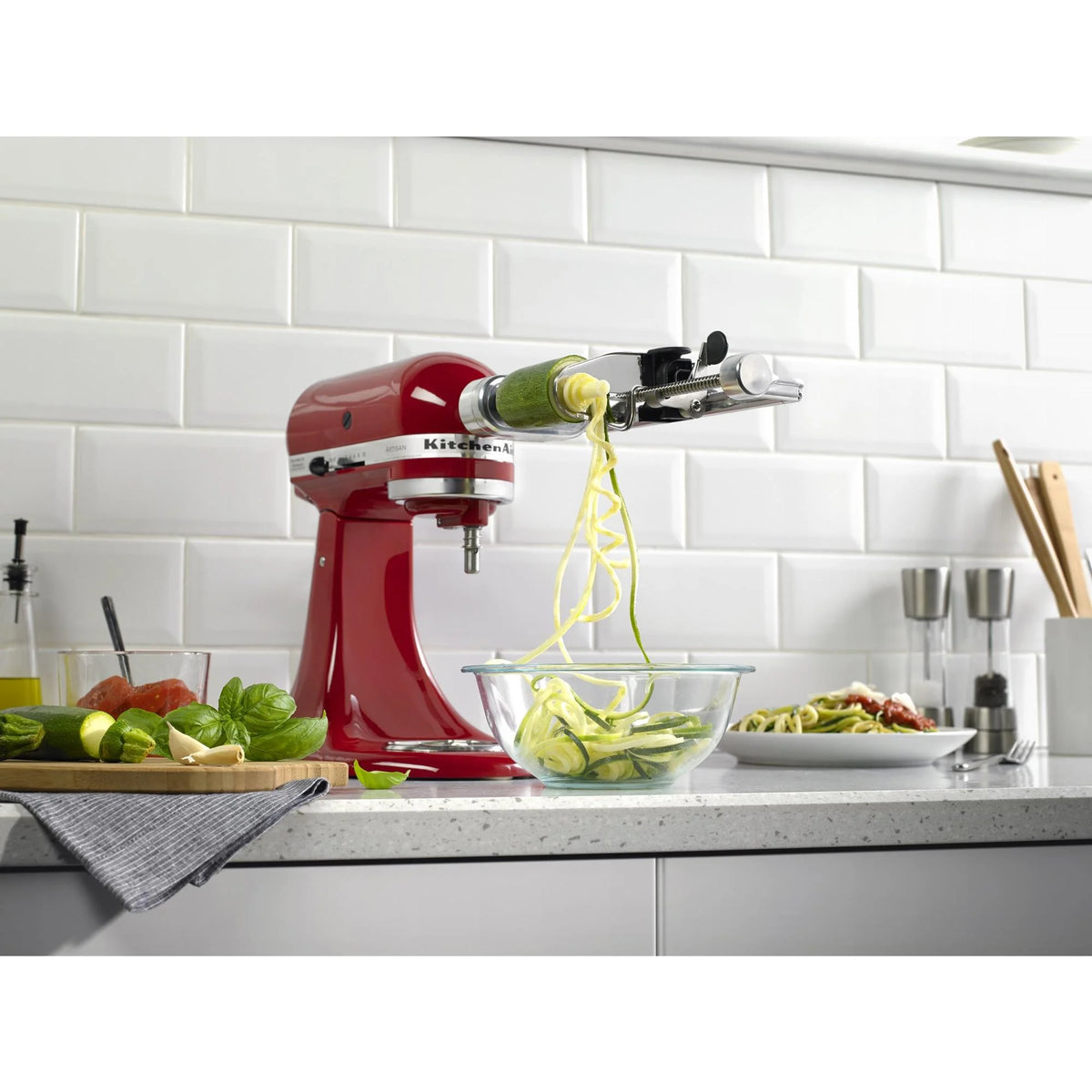 KitchenAid KSM2APC Spiralizer Plus Attachment with Peel, Core and Slice, Silver