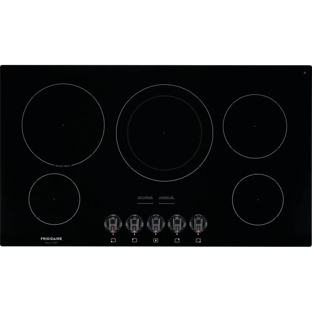 Frigidaire FGEC3648UB 36 Gallery Series Electric Cooktop, 5 Elements Ceramic Glass Cooktop Hot Surface Indicator, in Black
