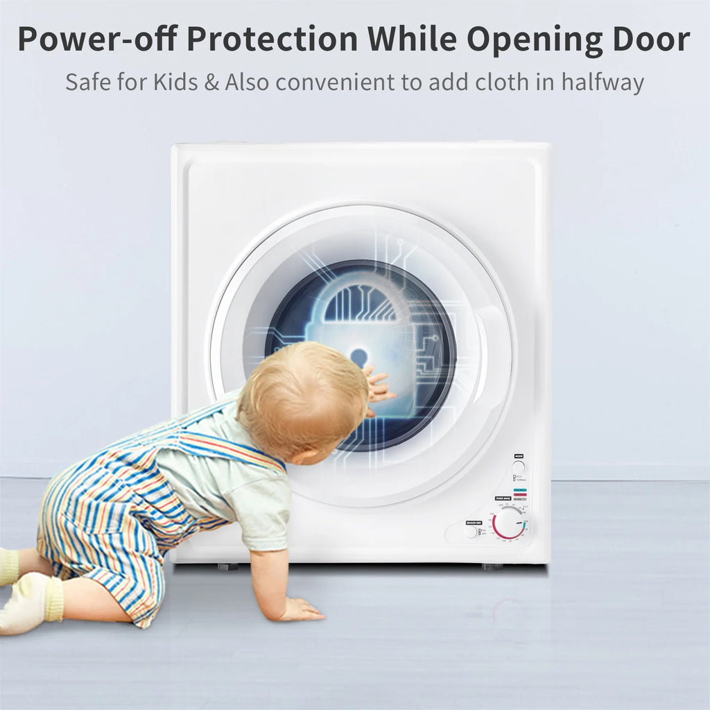 GYJ40-168I1 Compact portable Household clothes Dryer 4KG 2.6CUFT with Stainless Steel Drum White 120V 1400W MECHANICAL Control