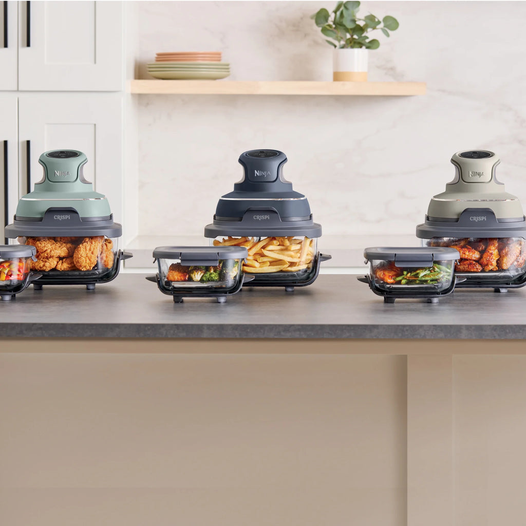 Ninja Crispi 4-in-1 Portable Glass Air Fryer Cooking System, 4-Qt & 6-Cup Containers, Cyberspace