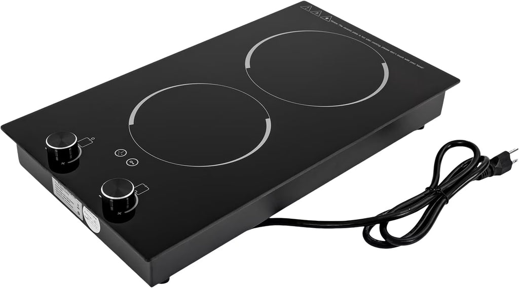 Electric Ceramic Cooktop with Timer,2 Burners Built-in Radiant Electric Stove Top with Child Safety Lock,24 Inch Electric Cooktop with Sensor Touch Control (9 Power-2 Burners)