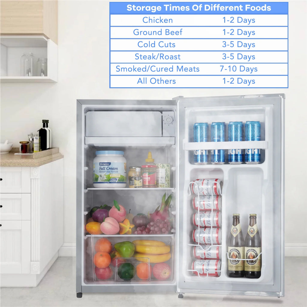 EastVita 3.2 Cu.Ft Mini Fridge with Freezer, Compact Refrigerator with 7 Level Adjustable Thermostat, Crisper Drawer & Glass Shelves, Small Fridge for Home