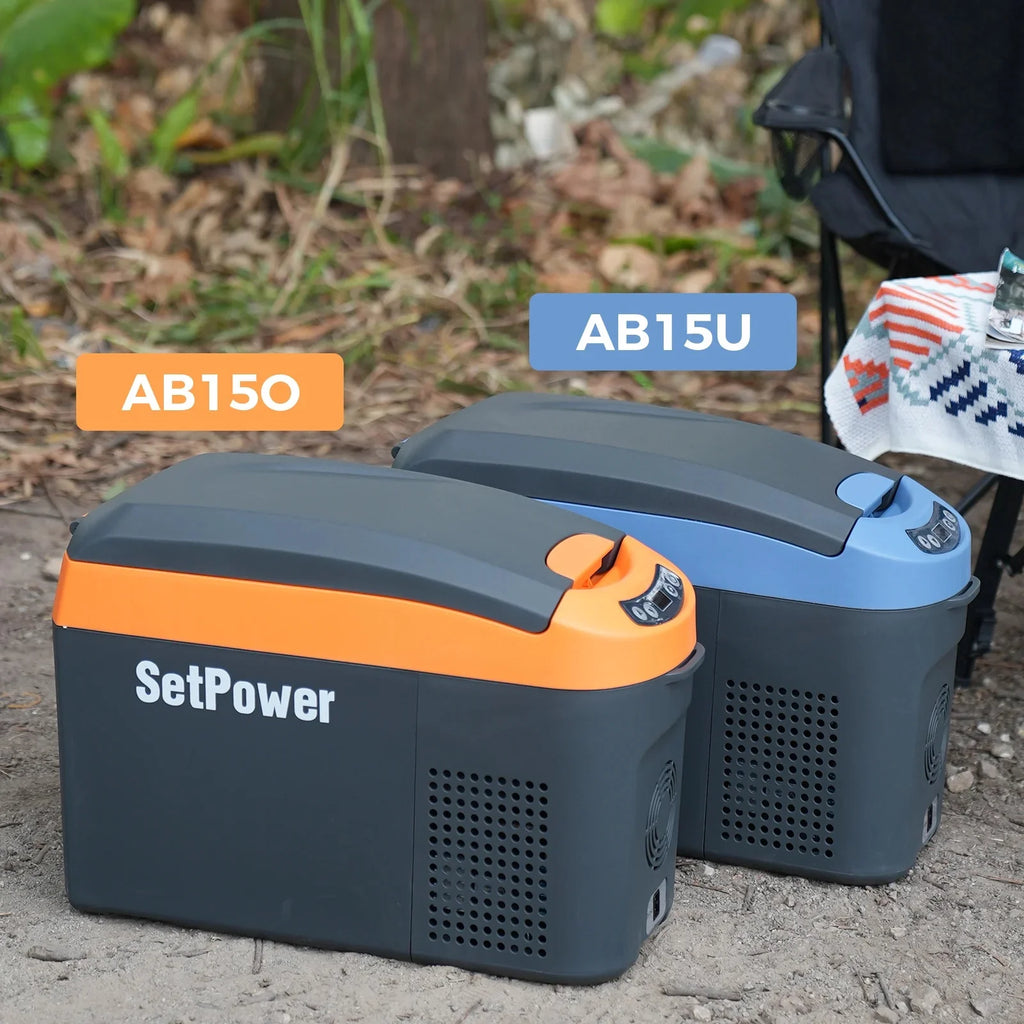 Setpower AB15 12 Volt Refrigerator,16 Quart(15L) Electric Cooler,Portable Car Refrigerator RV Fridge,12v Cooler for Camping,Travel,RV,Vehicles,MPV,SUV,Van;3-Year Warranty (Blue)