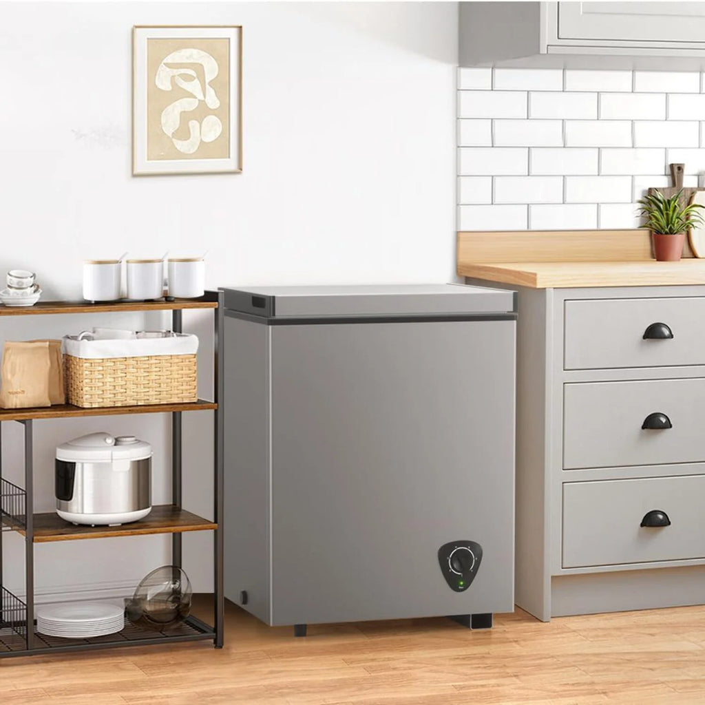 Ecotronic 3.8 Cu Ft Compact Chest Freezer, Grey, Low Noise, Energy Saving, 7-Gear Temperature Control