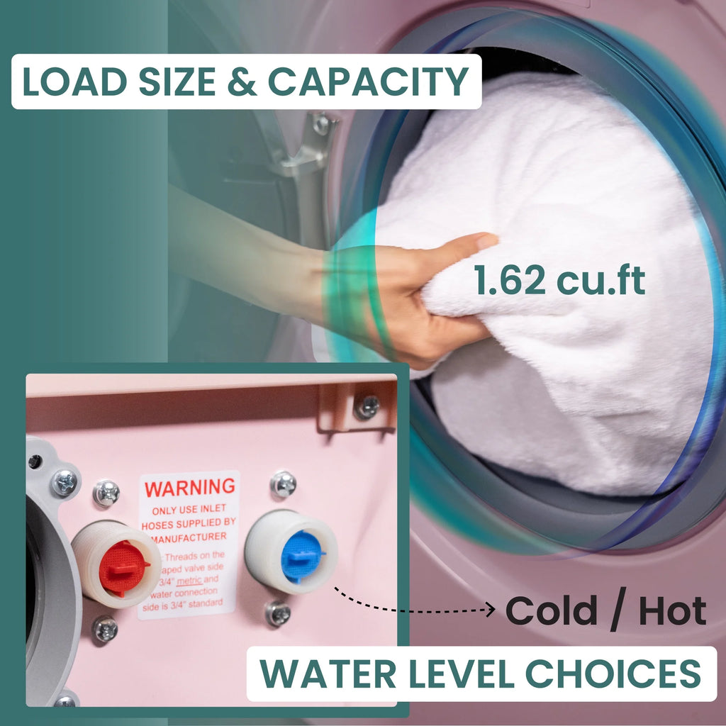 Equator All-in-One Washer Dryer VENTLESS/VENTED PET cycle 1.62cf/15lbs 110V in Pink