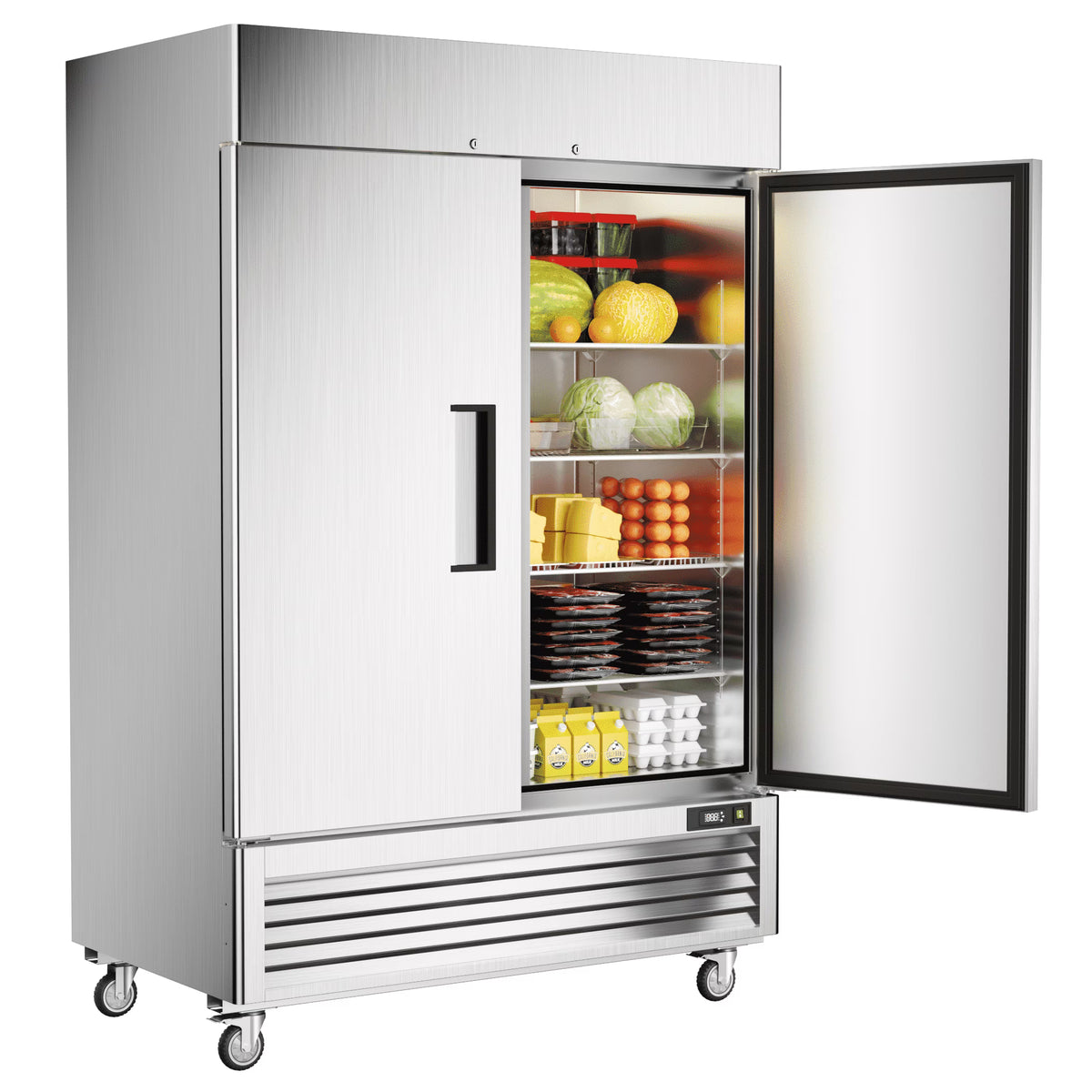 Coolski 54a??a?? Wide Commercial Freezer with 2 Door, Stainless Steel Reach-in Freezer Upright, 49 Cu.Ft Large Capacity ETL NSF Approved