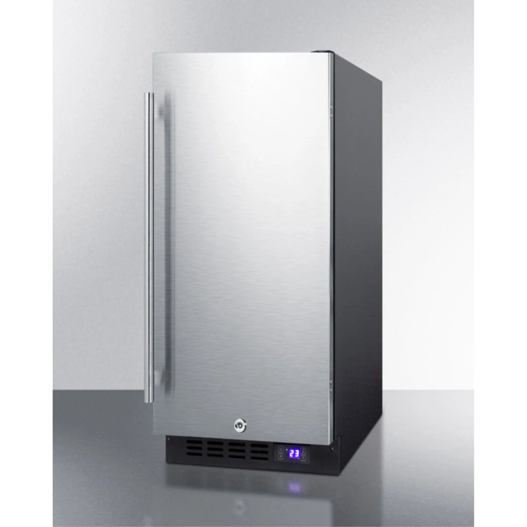 15" wide frost-free freezer for built-in or freestanding use, with integrated door frame to accept overlay panels