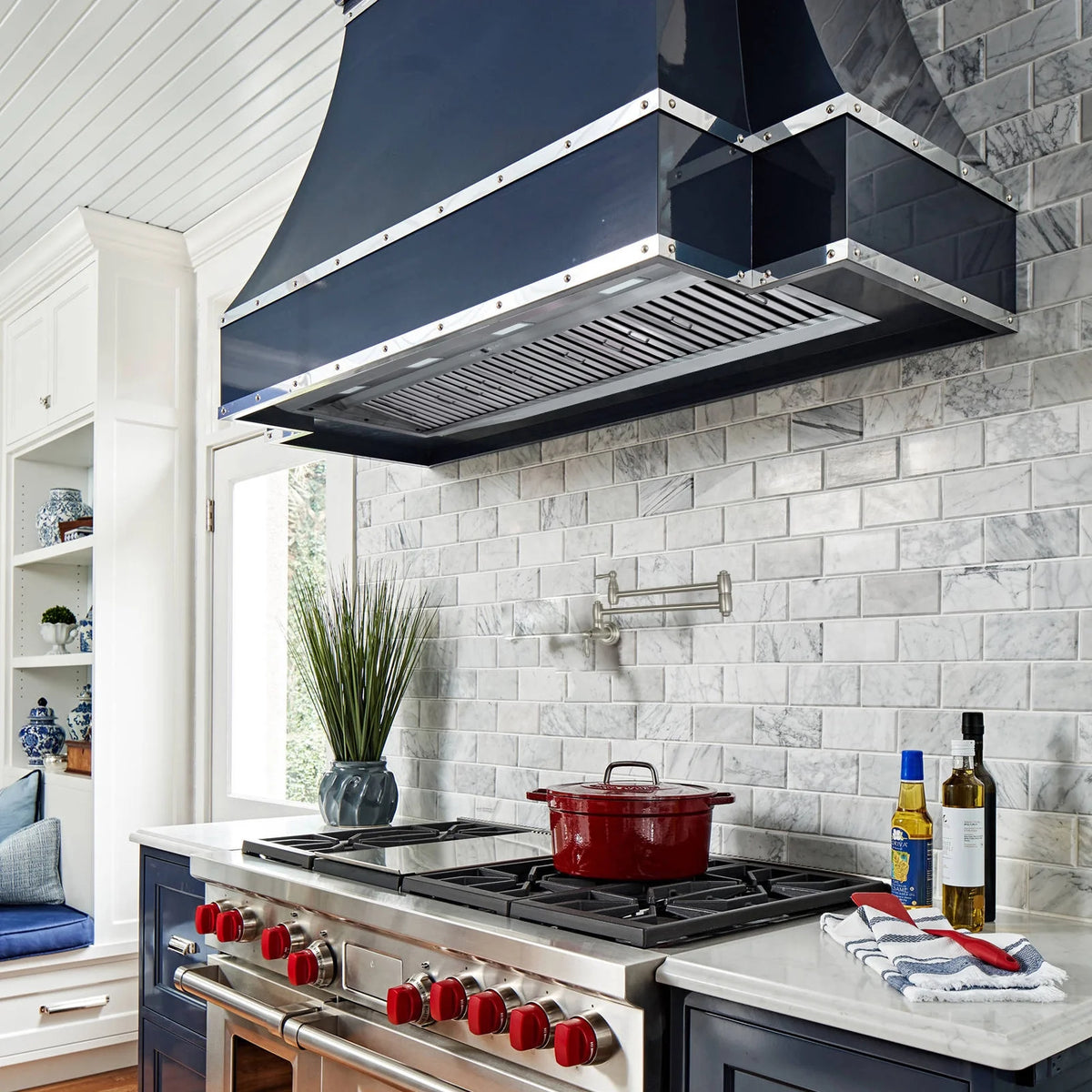 Akicon 48 Inch Range Hood Insert, Stainless Steel 8" Ducted Insert/Built-in Kitchen Vent Hood with 1200 CFM Suction, Dimmable LED Lights and Dishwasher Safe Filters, 4 Speed-Cool White