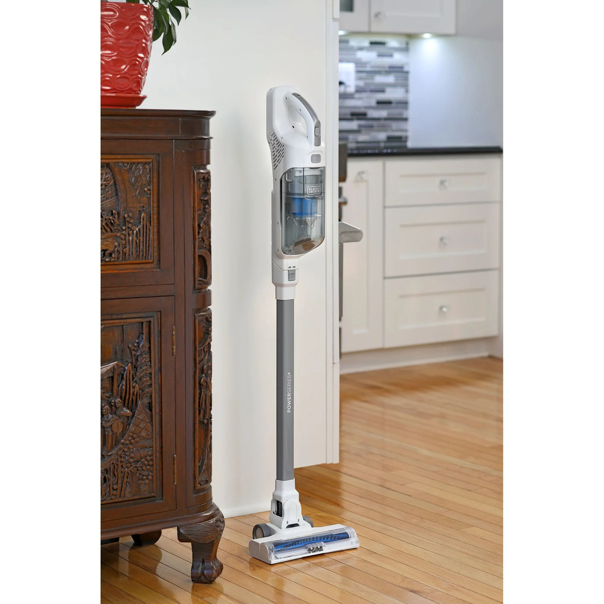 BLACK+DECKER POWERSERIES+ 16V MAX Cordless Stick Vacuum, Multi-Surface, with LED Floor Lights and Crevice Tool, 40 Minute Run-Time, BHFEA420J
