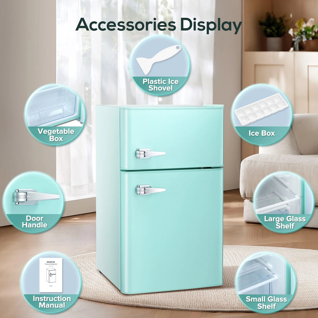 Auseo 3.1 Cu.Ft Mini Fridge 2 Door, Small Fridge 115 Volt/60 Hz, Low Noise Mini Refrigerator with Adjustable Temperature, Removable Shelves, Suitable for Home/Kitchen/Office/Dorm/Apt-Black
