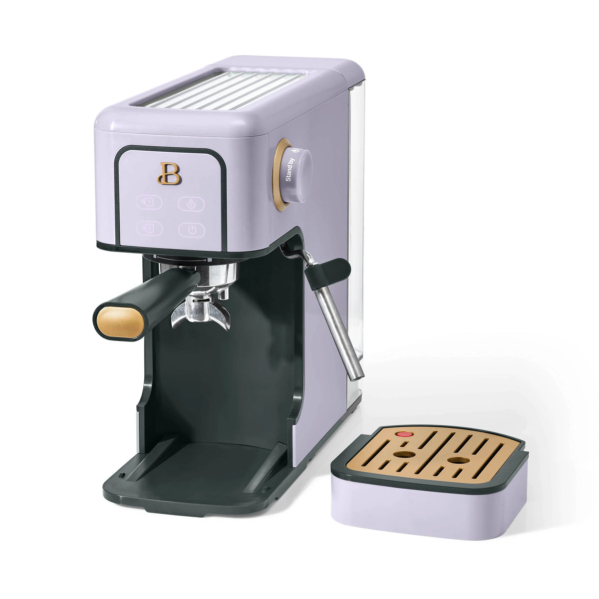 Beautiful Slim Espresso Machine with 20-Bar Pressure, Black Sesame by Drew Barrymore