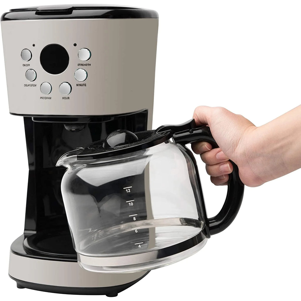 Haden 12 Cup Coffee Maker with 2 Slice Stainless Steel Bread Toaster, White