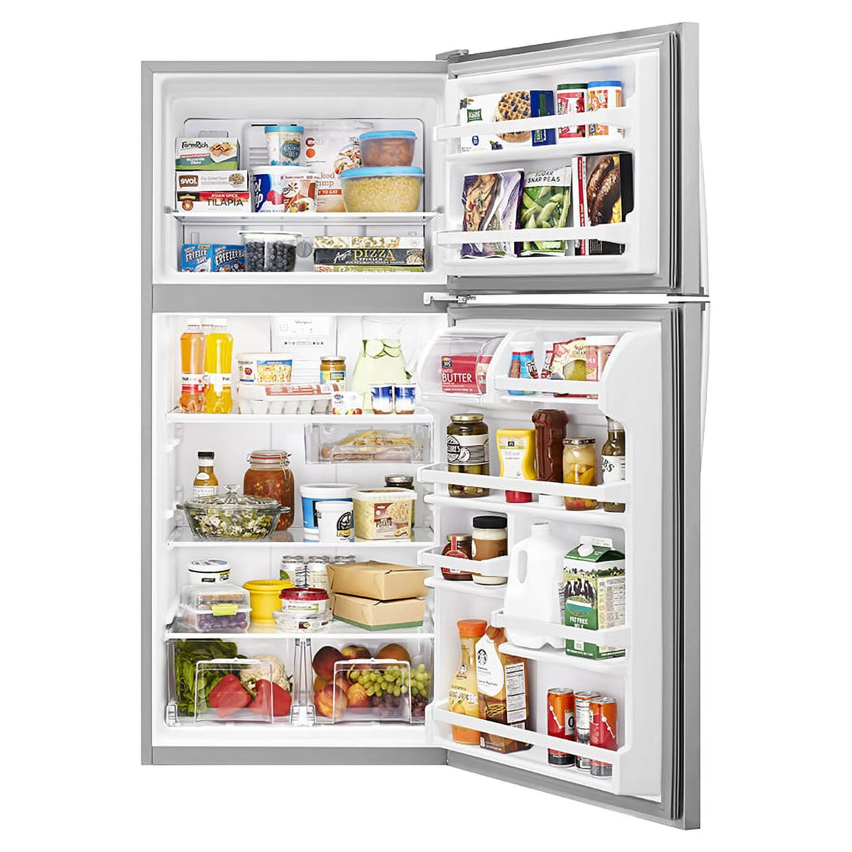 Whirlpool WRT318FZDM: Refrigerador con Congelador Superior de 30 Pulgadas de Ancho - 18 cu. ft - Acero Inoxidable.