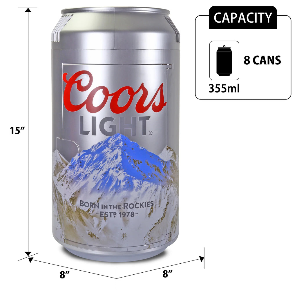 Coca-Cola 8 Can Portable Mini Fridge w/ 12V DC and 110V AC Cords, 5.4L (5.7 qt) Can Shaped Personal Cooler, Red, Travel Fridge for Drinks, Snacks, Lunch, Home, Office, Dorm Room, RV