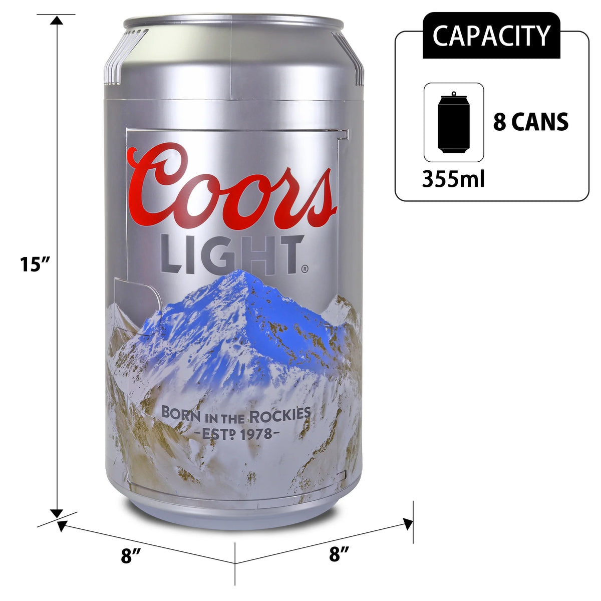 Coca-Cola 8 Can Portable Mini Fridge w/ 12V DC and 110V AC Cords, 5.4L (5.7 qt) Can Shaped Personal Cooler, Red, Travel Fridge for Drinks, Snacks, Lunch, Home, Office, Dorm Room, RV