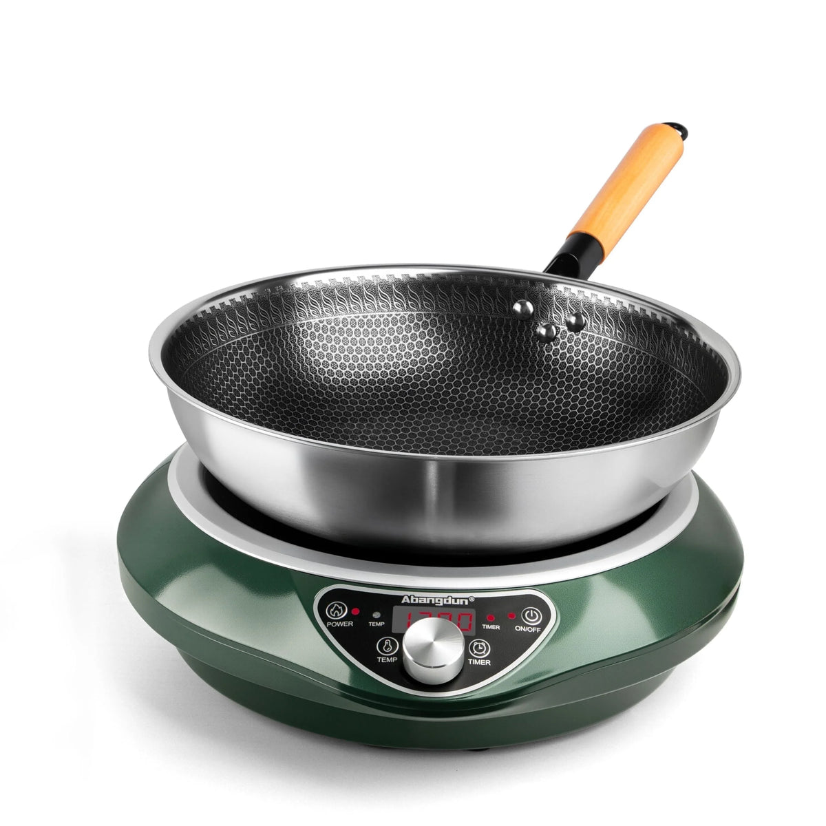 Induction Cooktop 1700W 85V~120V Wok Pan (included) Portable Electric Stove 18 Hours Timer 16 Level Temp&Power Ctrl Cookware Appliances Skillet Plates
