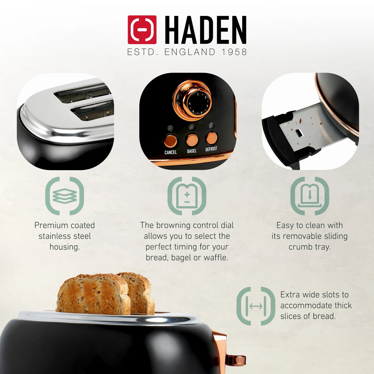 Haden Heritage 1.7 Liter Electric Kettle with 2 Slice Bread Toaster, White