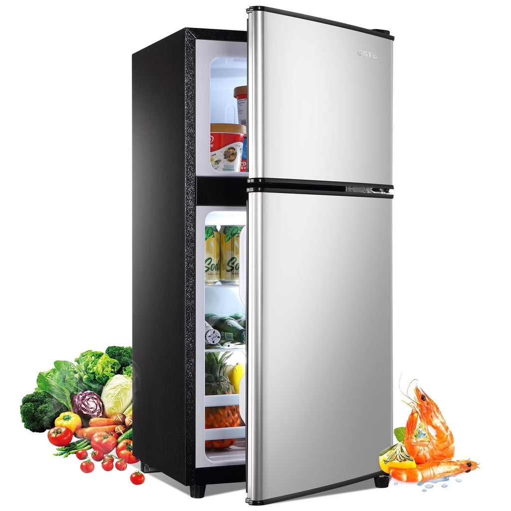 GGTB Retro Compact Two Door Refrigerator, Black, 3.0 Cu ft