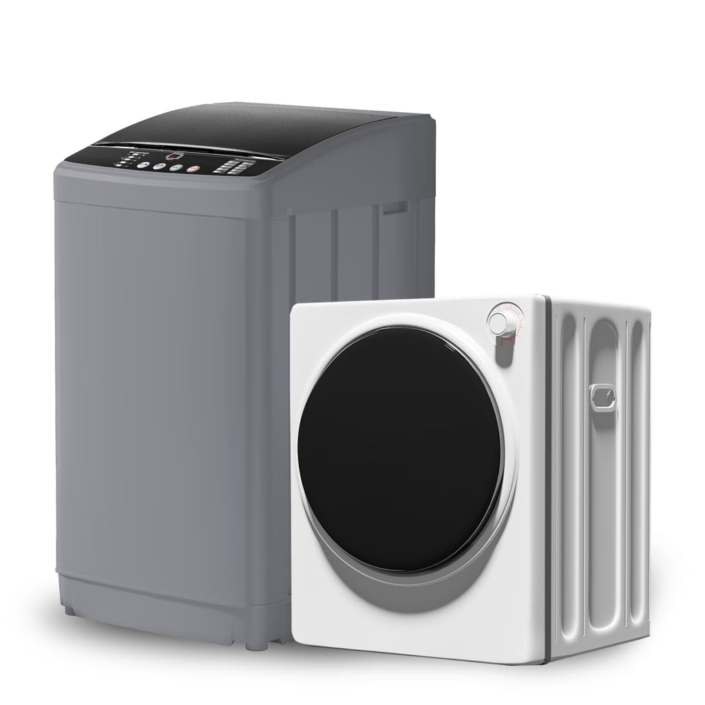 TABU Washer and Dryer Set, 19LBS Fully Automatic Washing Machine & 8.8LBS Clothes Dryer (White&White)