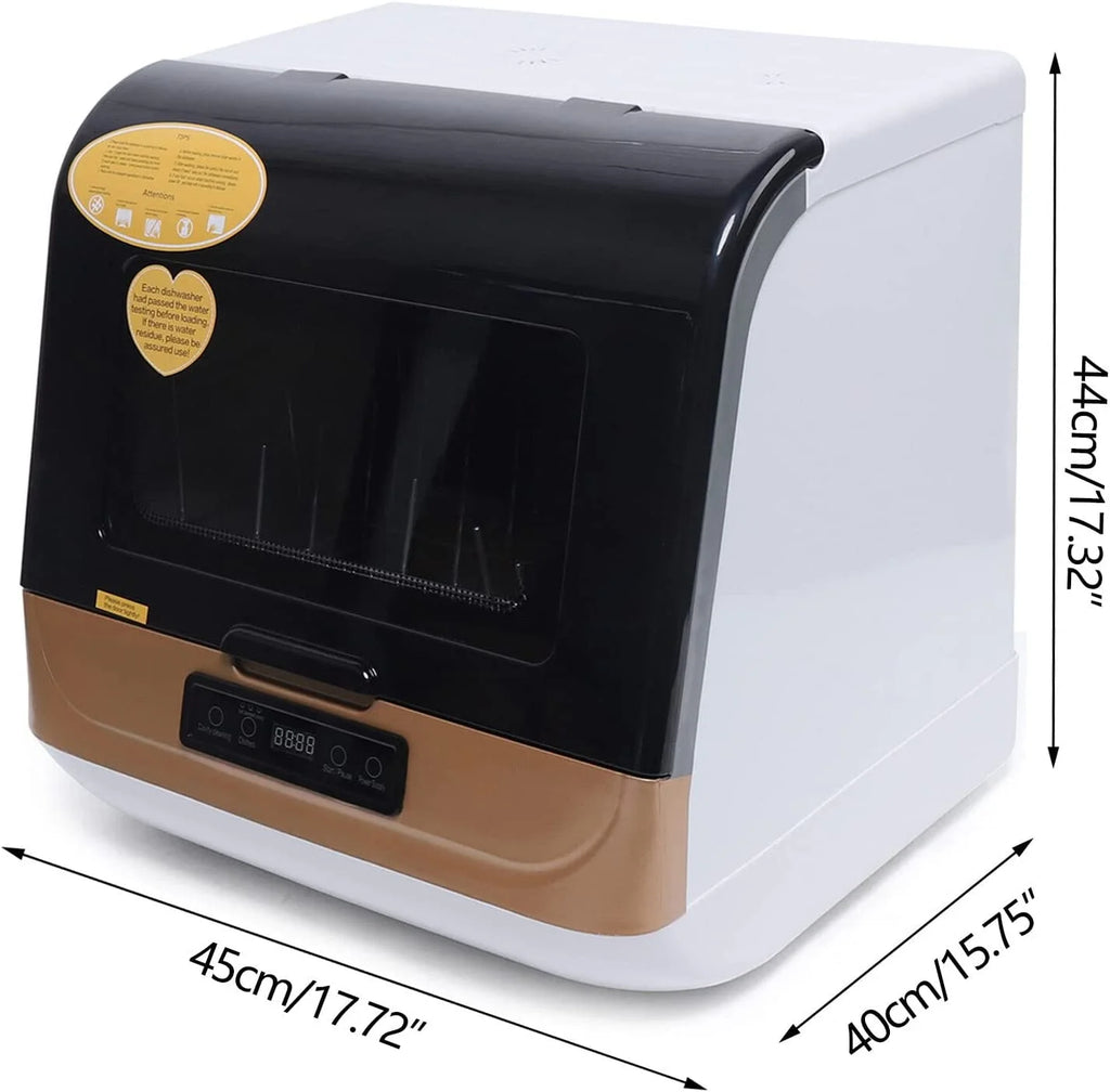 1200W Kitchen Countertop Dishwasher, Portable Mini Dishwashe 360�� Streak-Free Deep Cleaning, 4 Washing Programs Automatic Dish Washing Machine for Home, Apartment, Black