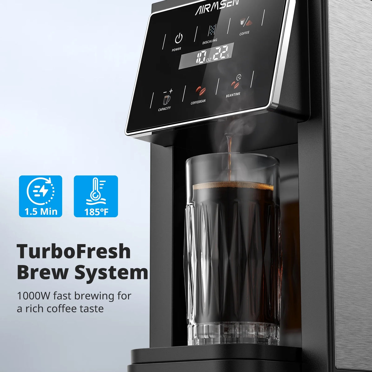 AIRMSEN 4 in 1 Single Serve Coffee Maker with Grinder, K Cup Coffee Machine Compatible with Grounds and Beans, Instant Coffee Pot with 5 Grind Levels & 6-14oz Cup Sizes, BPA-Free
