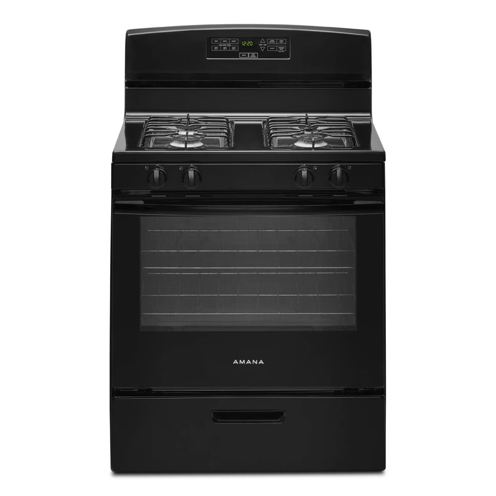 Amana? AGR6303MMB - Range Gas 30" 5.1 Cu. ft Oven with Bake Assist - Weight: 135 pounds- Depth: 27.2��- Height: 46.25��- Width: 29.08��