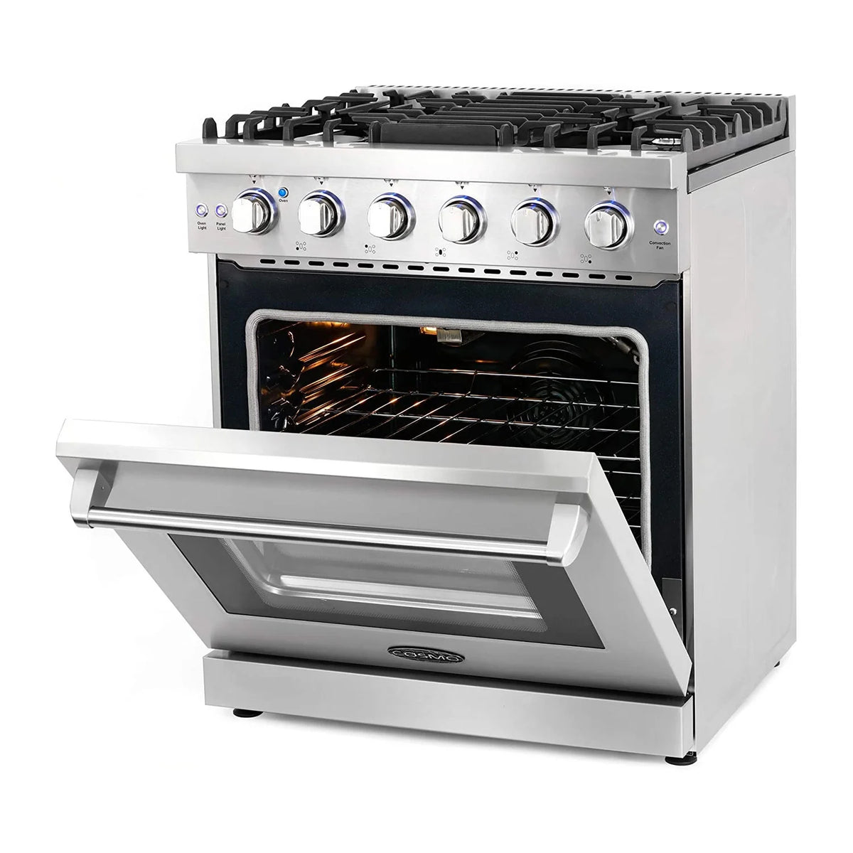 Cosmo 30 Inch 4.5 Cubic Foot Gas Range Convection Oven with 5 Italian Burners