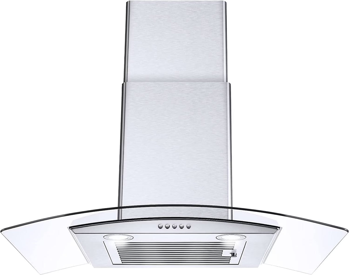 Range Hood 30 inch Convertible Wall Mount Range Hood with Tempered Glass 3 Speed Fan 450CFM