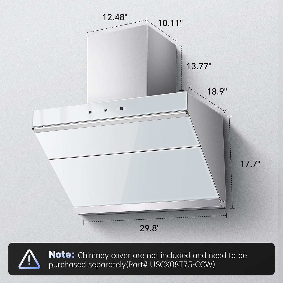 Joeaonz 30-Inch Wall Mount Range Hood, Stainless Steel, 3-Speed Exhaust with Baffle Filter